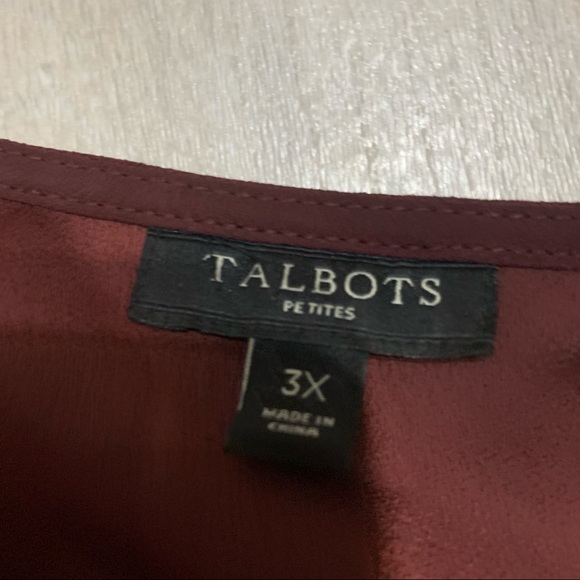 Talbots Maroon Burgundy Side Tie Top Blouse Sz 3X - Picture 6 of 8